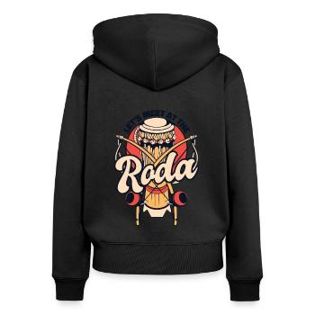 Rencontrons-nous à la danse Roda Capoeirista Ginga - Sweat à capuche zippé Premium bio Femme - noir - Dos - Julia (174cm)