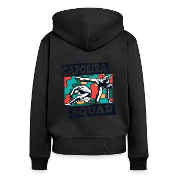 Danse de l’équipe de capoeira Ginga Capoeirista - Sweat à capuche zippé Premium bio Femme - noir - Dos - Julia (174cm)