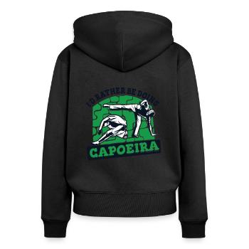 Je préfère faire de la capoeira capoeirista ginga - Sweat à capuche zippé Premium bio Femme - noir - Dos - Julia (174cm)