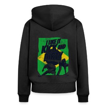 I Like It Kick And Dirty Ginga Capoeirista Dance - Women's Premium Organic Zip Hoodie - black - Back - Julia (174cm)