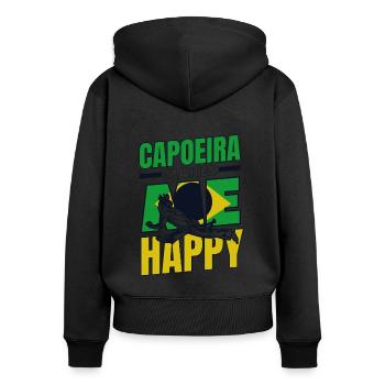 La capoeira me rend heureux Capoeirista Ginga Dance - Sweat à capuche zippé Premium bio Femme - noir - Dos - Julia (174cm)