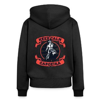 Restez calme et faites de la Capoeira Capoeirista Ginga Dance - Sweat à capuche zippé Premium bio Femme - noir - Dos - Julia (174cm)
