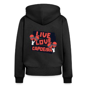 Live Love Capoeira Ginga Capoeirista Danse - Sweat à capuche zippé Premium bio Femme - noir - Dos - Julia (174cm)
