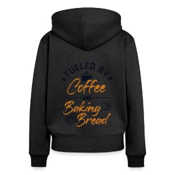 Alimenté par le café et la cuisson de la pâte à pain - Sweat à capuche zippé Premium bio Femme - noir - Dos - Julia (174cm)