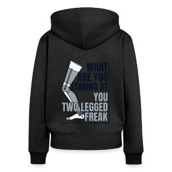 Two Legged Freak Artificial Legs User Leg - Women's Premium Organic Zip Hoodie - black - Back - Julia (174cm)