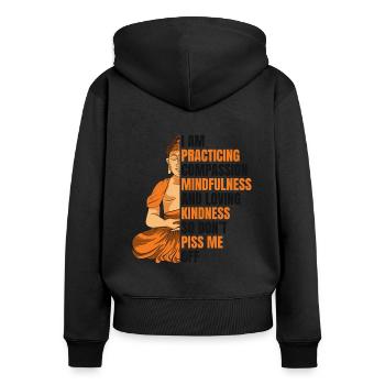 Mitgefühl Achtsamkeit Liebende Güte Buddhistisch - Frauen Premium Bio Zip Hoodie - Schwarz - Hinten - Julia (174cm)