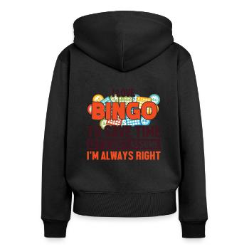 Bingo Nehmen wir an, ich habe Recht Anrufer Daubers Bingo - Frauen Premium Bio Zip Hoodie - Schwarz - Hinten - Julia (174cm)