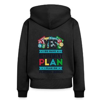 J’ai un plan de retraite qui appelle un professionnel - Sweat à capuche zippé Premium bio Femme - noir - Dos - Julia (174cm)