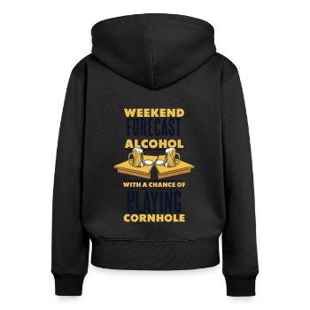 Alcool avec chance de jouer au jeu de cornhole - Sweat à capuche zippé Premium bio Femme - noir - Dos - Julia (174cm)