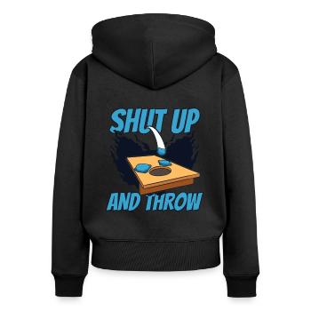 Shut Up And Throw Boards Bean Bag Game - Women's Premium Organic Zip Hoodie - black - Back - Julia (174cm)