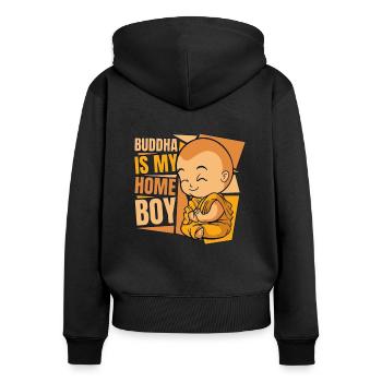 Buddha Is My Home Boy Buddhist Statue Symbol - Women's Premium Organic Zip Hoodie - black - Back - Julia (174cm)