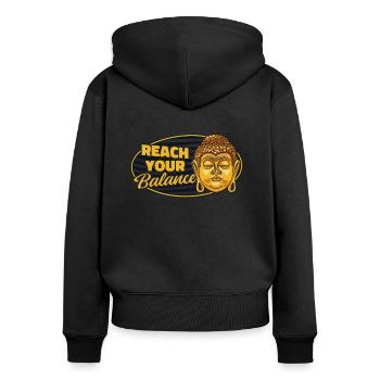 Erreichen Sie Ihr Gleichgewicht Buddhistisches Symbol Statue Priester - Frauen Premium Bio Zip Hoodie - Schwarz - Hinten - Julia (174cm)