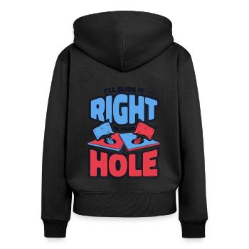 Glissez-le directement dans votre trou Pouf Plateaux de jeu - Sweat à capuche zippé Premium bio Femme - noir - Dos - Julia (174cm)