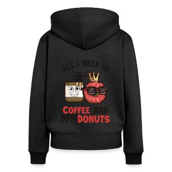 Coffee and my Donuts Doughnut Maker Glazed Lover - Women's Premium Organic Zip Hoodie - black - Back - Julia (174cm)
