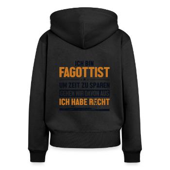 Fagottist hat immer Recht Aerophone Music - Sweat à capuche zippé Premium bio Femme - noir - Dos - Julia (174cm)