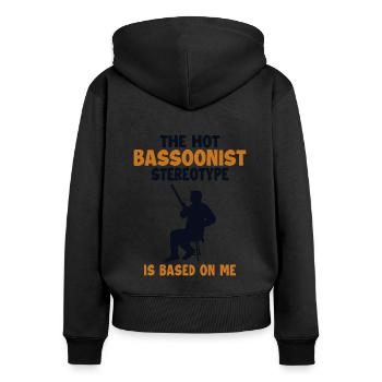Das Fagottisten-Klischee basiert auf mir Music Player - Frauen Premium Bio Zip Hoodie - Schwarz - Hinten - Julia (174cm)