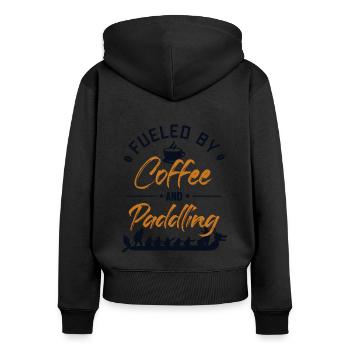Alimenté par l’amateur de café et de canoë de l’équipe de pagayage - Sweat à capuche zippé Premium bio Femme - noir - Dos - Julia (174cm)