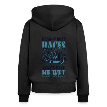 Les courses de bateaux-dragons me font toujours mouiller l’amour de l’équipe - Sweat à capuche zippé Premium bio Femme - noir - Dos - Julia (174cm)
