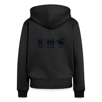 Bon Meilleur Meilleur Paresseux Folivora à gorge brune - Sweat à capuche zippé Premium bio Femme - noir - Dos - Julia (174cm)
