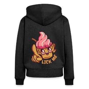 Lick Me Maker Gelato Dessert glacé Lover Ice - Sweat à capuche zippé Premium bio Femme - noir - Dos - Julia (174cm)