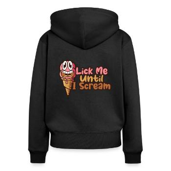 Lèche-moi jusqu’à ce que je crie Maker Gelato Frozen - Sweat à capuche zippé Premium bio Femme - noir - Dos - Julia (174cm)