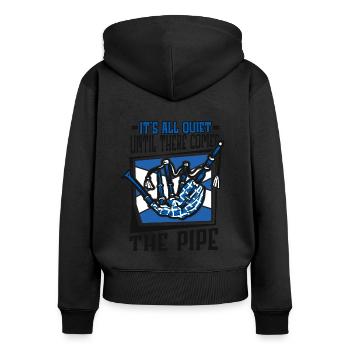 All Quiet Until There Comes The Pipe Blowpipe - Women's Premium Organic Zip Hoodie - black - Back - Julia (174cm)