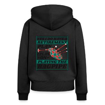 Ich habe einen Altersvorsorgeplan Blasrohr Großartig - Frauen Premium Bio Zip Hoodie - Schwarz - Hinten - Julia (174cm)