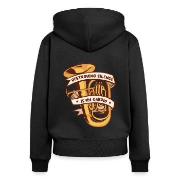 Destroying Silence Is My Cardio Instrument Player - Women's Premium Organic Zip Hoodie - black - Back - Julia (174cm)