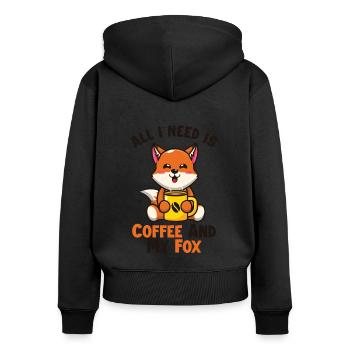 Kaffee und mein Fuchs Rotfuchs Canidae Caninae Fuchs - Frauen Premium Bio Zip Hoodie - Schwarz - Hinten - Julia (174cm)