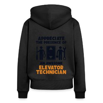 Appreciate Presence Of Awesome Elevator - Women's Premium Organic Zip Hoodie - black - Back - Julia (174cm)