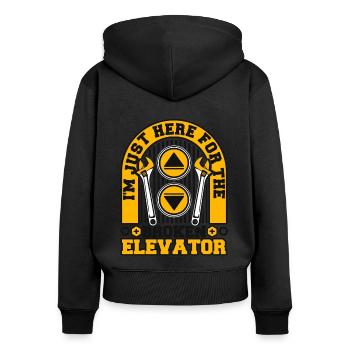 Just Here For The Broken Elevator Repair Elevator - Women's Premium Organic Zip Hoodie - black - Back - Julia (174cm)