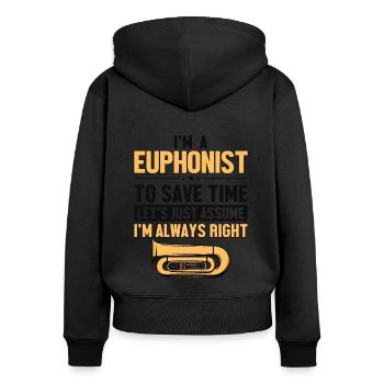 Euphoniste Supposons que j’ai raison Instrument - Sweat à capuche zippé Premium bio Femme - noir - Dos - Julia (174cm)