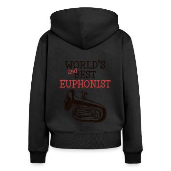 Deuxième meilleur instrument euphoniste au monde - Sweat à capuche zippé Premium bio Femme - noir - Dos - Julia (174cm)
