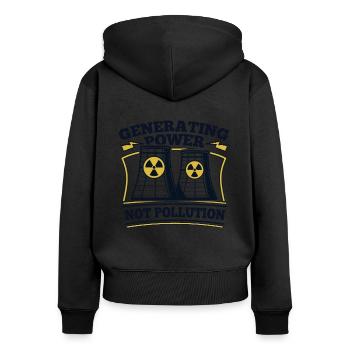 Produire de l’énergie et non de la pollution Énergie Nucléaire - Sweat à capuche zippé Premium bio Femme - noir - Dos - Julia (174cm)