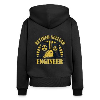 Ingénieur nucléaire à la retraite Énergie Uranium Nucléaire - Sweat à capuche zippé Premium bio Femme - noir - Dos - Julia (174cm)