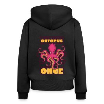 Pourrait gifler 8 personnes à la fois Cephalopoda Octopodes - Sweat à capuche zippé Premium bio Femme - noir - Dos - Julia (174cm)