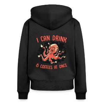 Kann 8 Kaffees auf einmal trinken Octopoda Cephalopoda - Frauen Premium Bio Zip Hoodie - Schwarz - Hinten - Julia (174cm)