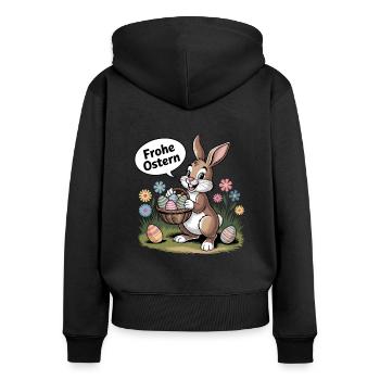 Joyeuse Décoration de Pâques Lapin de Pâques pour les célébrations - Sweat à capuche zippé Premium bio Femme - noir - Dos - Julia (174cm)