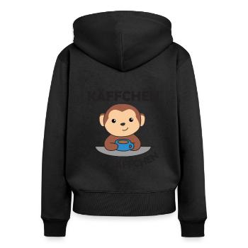 Käffchen fürs Äffchen ein lustiger Affe mit Kaffee - Frauen Premium Bio Zip Hoodie - Schwarz - Hinten - Julia (174cm)