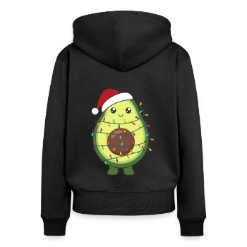Avocado Christmas Lights Funny Avocados - Women's Premium Organic Zip Hoodie - black - Back - Julia (174cm)