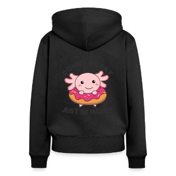 Süßes Axolotl lustige Tiere in Donut pink - Frauen Premium Bio Zip Hoodie - Schwarz - Hinten - Julia (174cm)