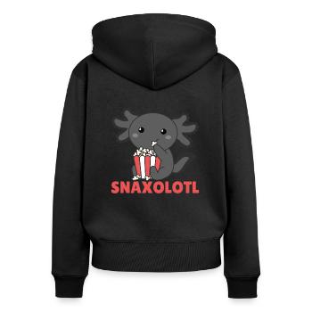 Snaxolotl Axolotl Liebhaber süße Tiere Popcorn - Frauen Premium Bio Zip Hoodie - Schwarz - Hinten - Julia (174cm)