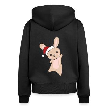 Rabbit Merry Christmas Winter Animals Rabbits - Women's Premium Organic Zip Hoodie - black - Back - Julia (174cm)