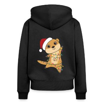 Suricates Noël neige hiver animaux - Sweat à capuche zippé Premium bio Femme - noir - Dos - Julia (174cm)