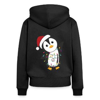 Manchots Noël neige hiver animaux pingouins - Sweat à capuche zippé Premium bio Femme - noir - Dos - Julia (174cm)