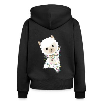 Alpaga joyeux Noël d’hiver animaux alpagas - Sweat à capuche zippé Premium bio Femme - noir - Dos - Julia (174cm)