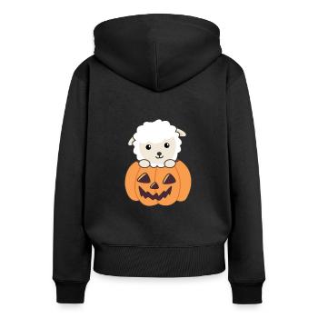 Sheep in pumpkin cute sheep Happy Halloween - Women's Premium Organic Zip Hoodie - black - Back - Julia (174cm)