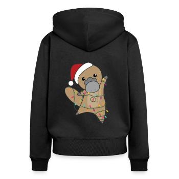 Platypus Christmas Platypuses cute animals - Women's Premium Organic Zip Hoodie - black - Back - Julia (174cm)