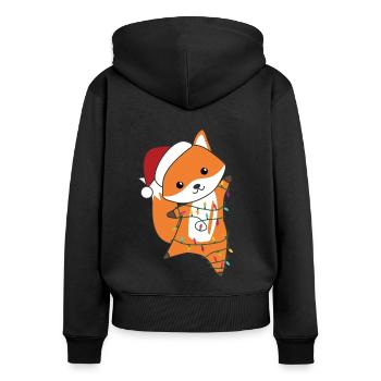 Fox Christmas Snow Winter Animals Foxes - Women's Premium Organic Zip Hoodie - black - Back - Julia (174cm)