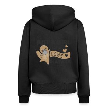 Only a girl who loves platypuses sweet animals - Women's Premium Organic Zip Hoodie - black - Back - Julia (174cm)